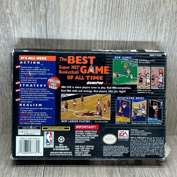 1996 NBA Live 97 Video Games Nintendo SNES w/ Box - Tested - Picture 4 of 8